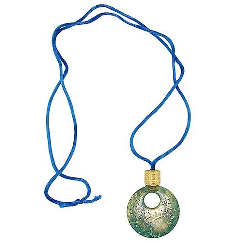 Chain 40mm crocodile plate blue-turquoise-gold shimmer plastic cord blue 90cm