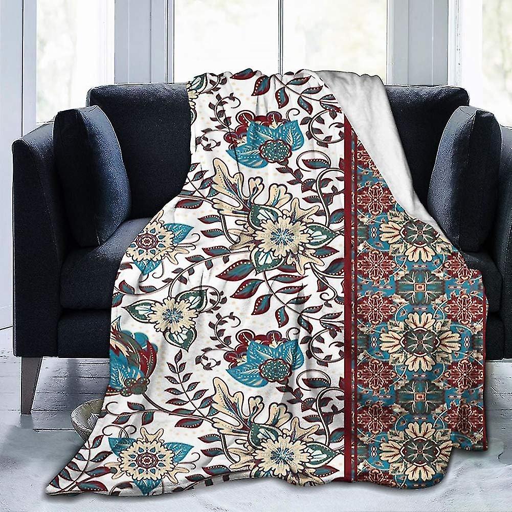 Ultra-soft Micro Fleece Soft And Warm Throw Blanket Orient Ornamental Floral Pattern And Border Traditional Middle Eastern Artwork"