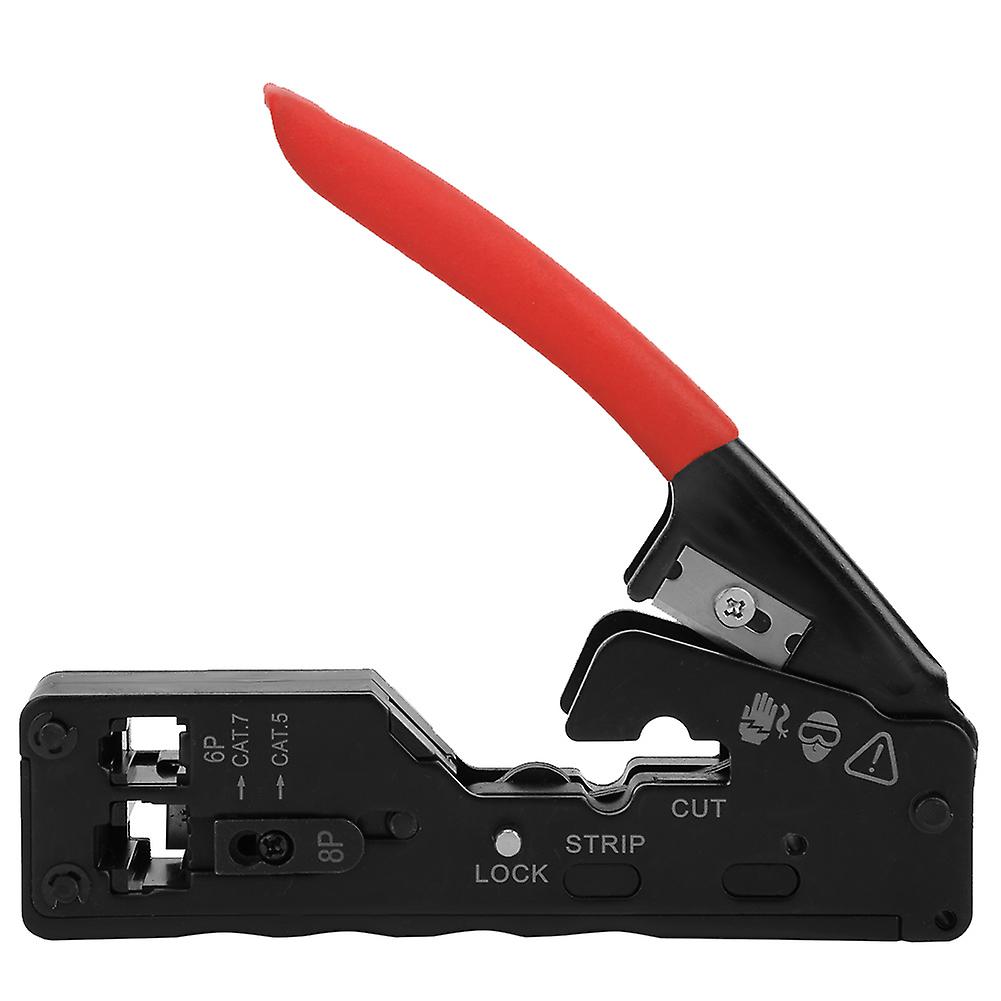 Network Wire Crimper, Stripper and Cutter, Crystal Head Crimping Tool for CAT-5, CAT-6 and CAT-7 Cables, Red