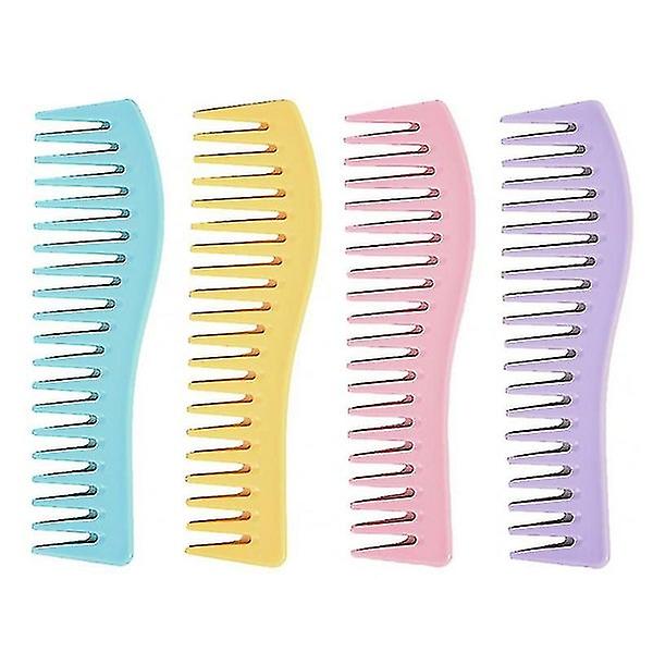 Plastic Styling Comb Set - 4 Pieces, Mixed Colors