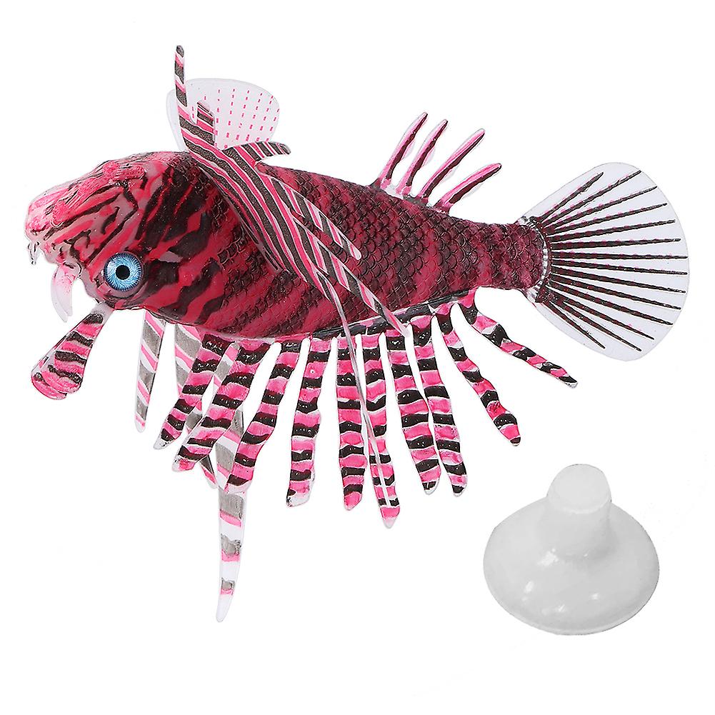 Artificial Silicone Aquarium Decoration, Luminous Lionfish, Red and Black