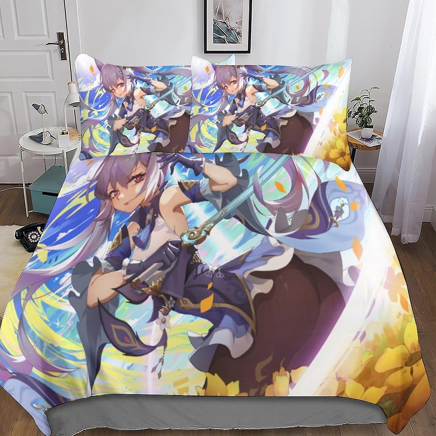 Sword Art Online Stylish Quilt Cover Set with Hidden Zipper Closure - Trendy Microfiber Anime Bedding with 3D Print, 3-Piece Set with Pillowcases, Ide