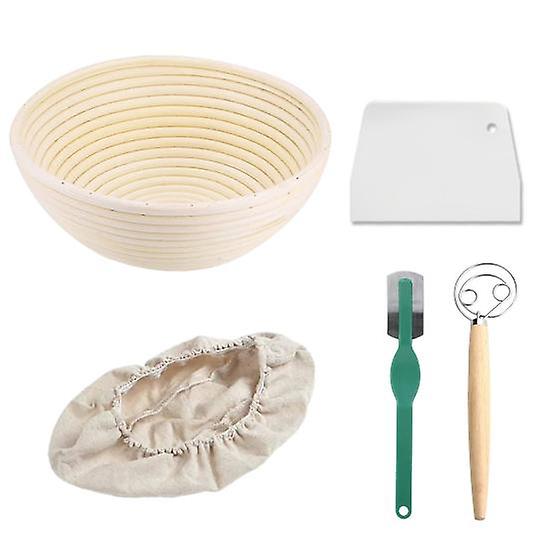Talos Round Rattan Bread Fermentation Basket Clothe Cover Scraper Cutter Bakeware Set