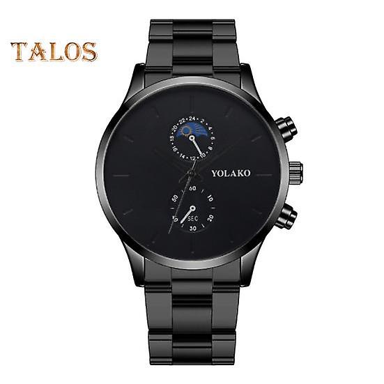 Men Quartz Movement Watch Round Dial Stainless Steel No Delay Time-checking High Accuracy Daily Wristwatch Dating Office Party Timepiece