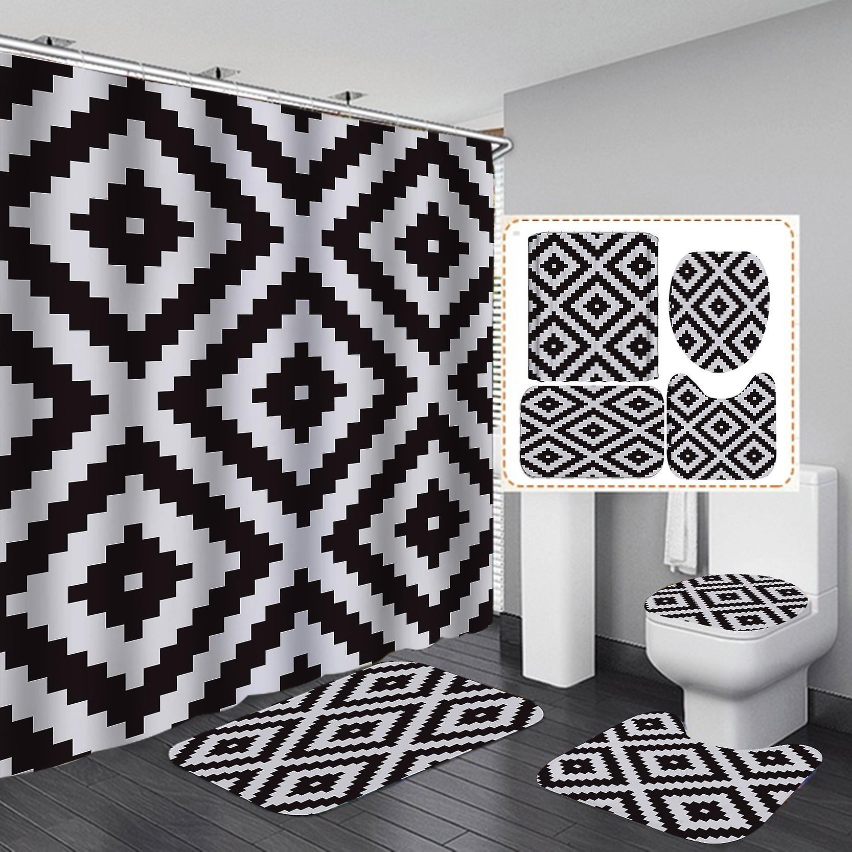 Shower Curtain + Bath Mat Set (B)