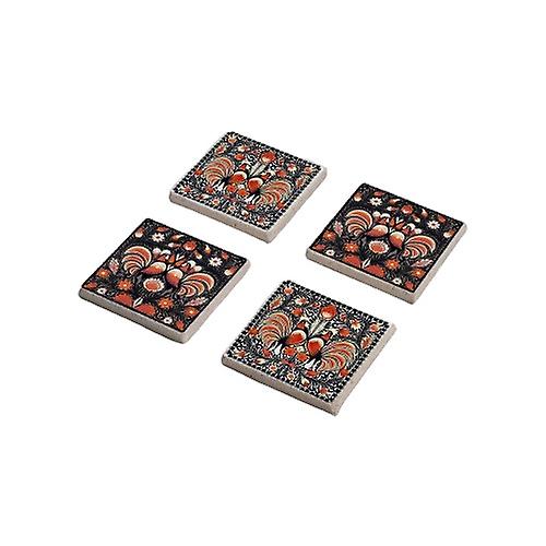 Moroccan Floral Tile Design Stone Coaster Set