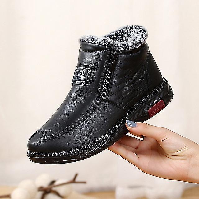 Bottes en coton zippées pour femmes 2022 Hiver imperméable Rex Lapin Fourrure Tissu chaud Plus Velours Mother's Cott