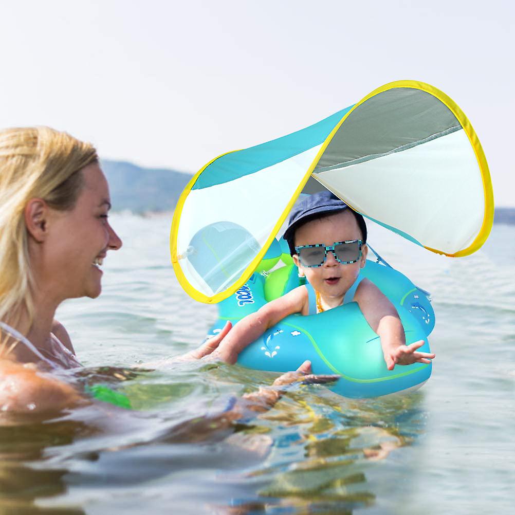 Baby Swimming Float with UPF50+ Sun Canopy Baby Floats for Pool No Flip Over Baby Pool Swmming Ring Float