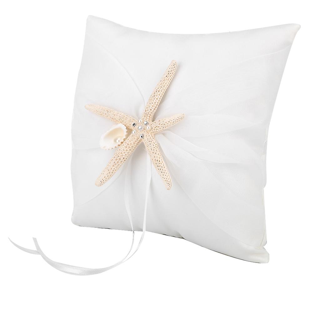 Ivory Ring Bearer Pillow Holder Wedding Ring Pillow with Starfish(20*20cm)