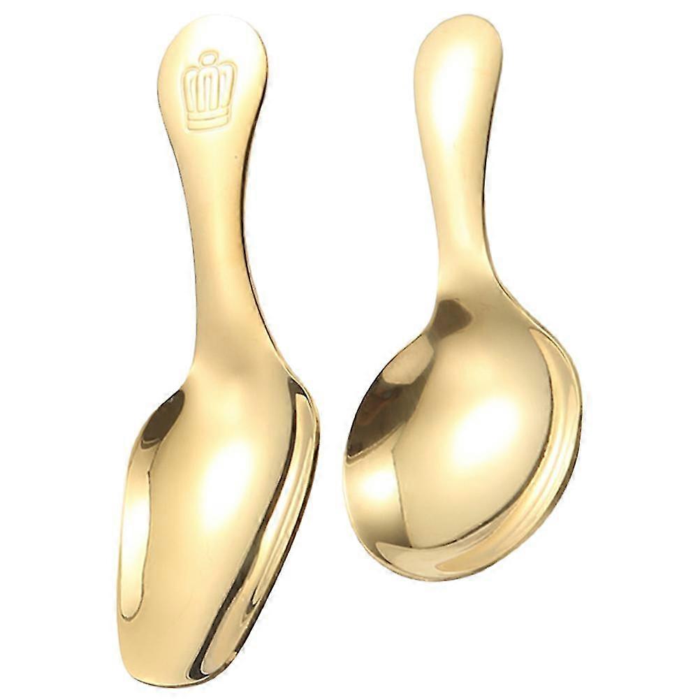 2Pcs Multi-function Tea Scoops Small Dessert Spoons Compact Stainless Steel Scoops Dessert Supply