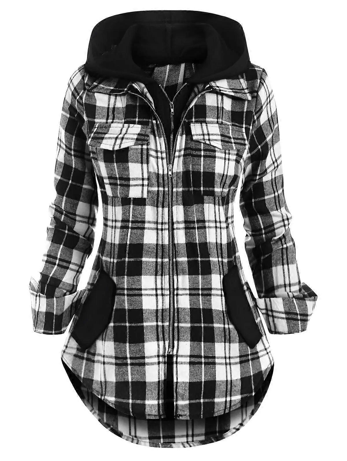 Womens Jacket Black And White Plaid Coats BCX Juniors' Belted