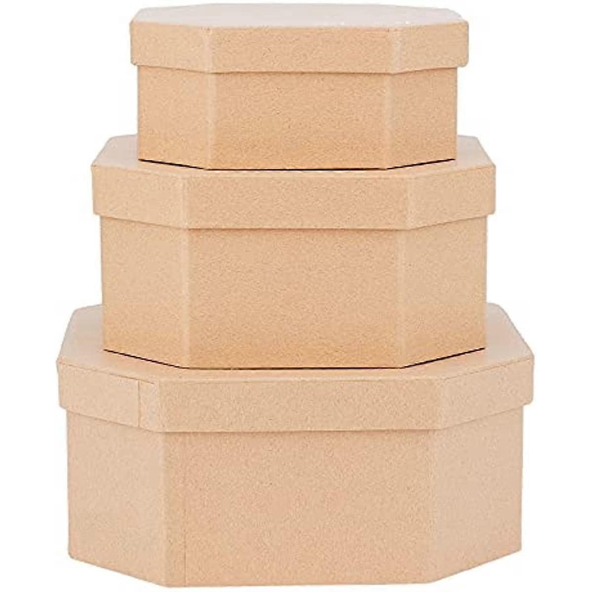 3PCS Mixed Size Octagon Paper Mache Box Cardboard Jewelry Boxes with Round Angles for Bridesmaid Gifts Necklace Earrings Bracelets