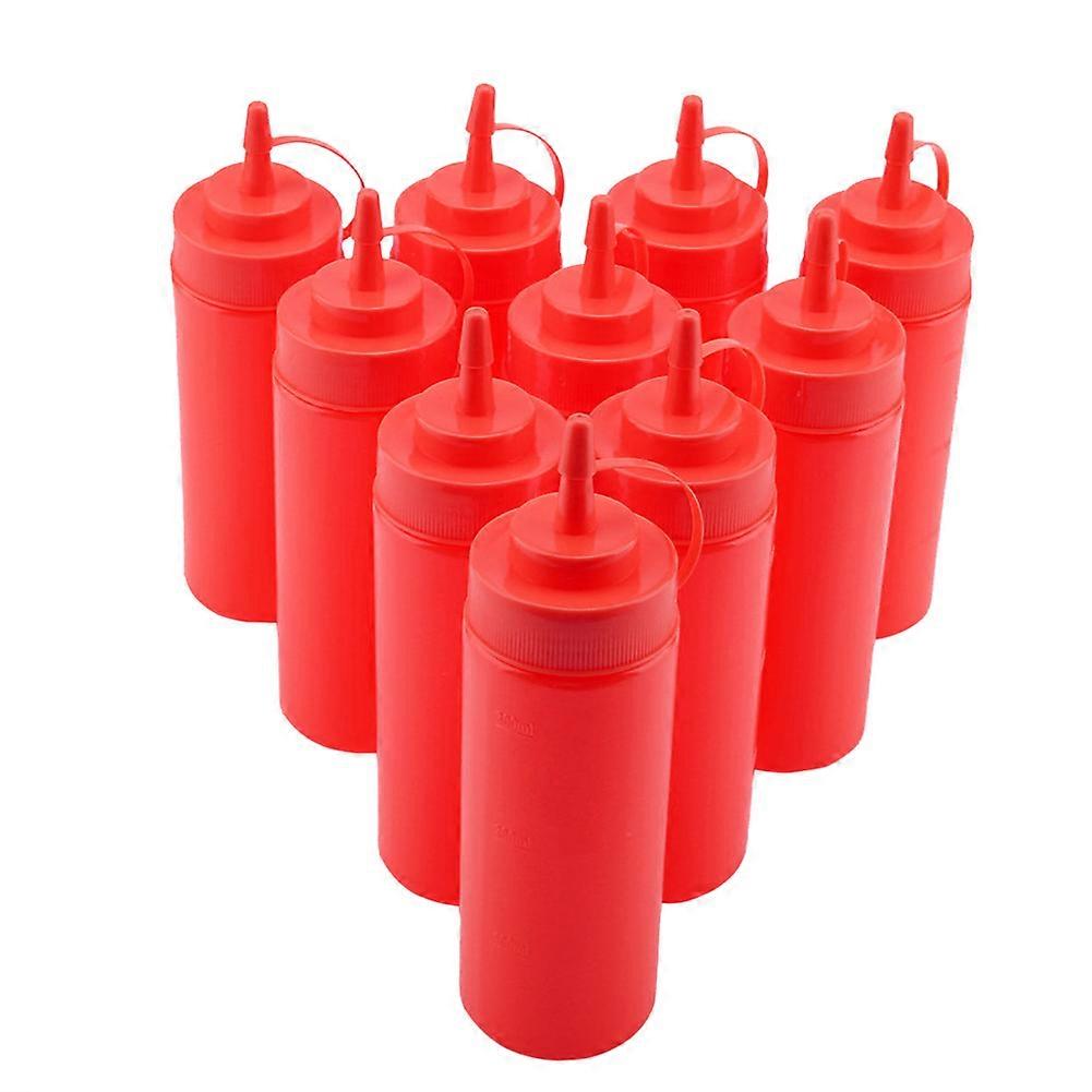 340ml 10 pz/Set Dispenser Condimento In Plastica Per Salsa Olio Crema Vineger (Rosso)