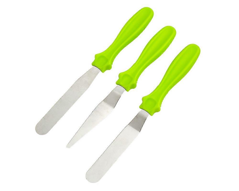 Stainless Steel Spatula Three-piece Set Of Cake Cream Tools Straight Spatula Curved Cutlass Baking Diy Tools