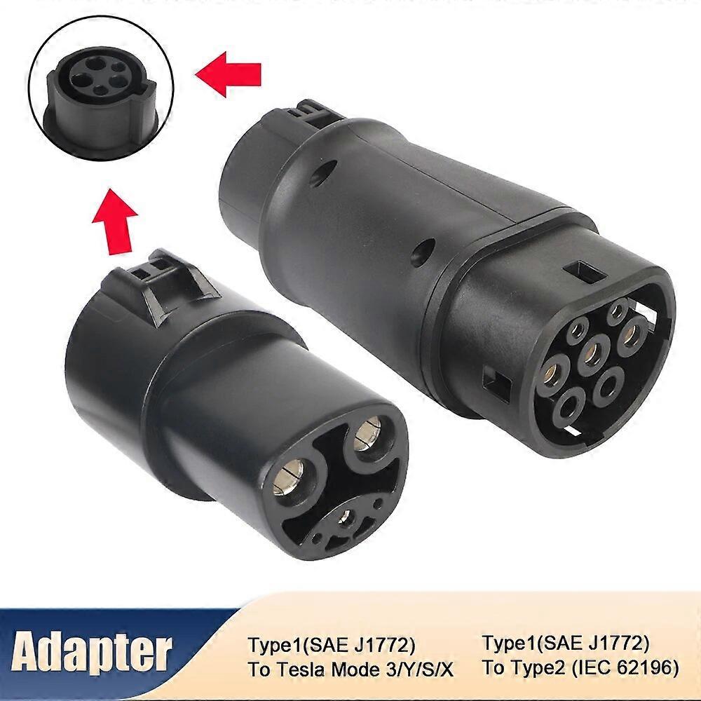 Universal Type 1 To Adapter For Tesla EVSE Type 1 To Type 2 EV Charger Connector 5/7 Pin SAE J1772 To IEC 62196 Adapter FN9U8491