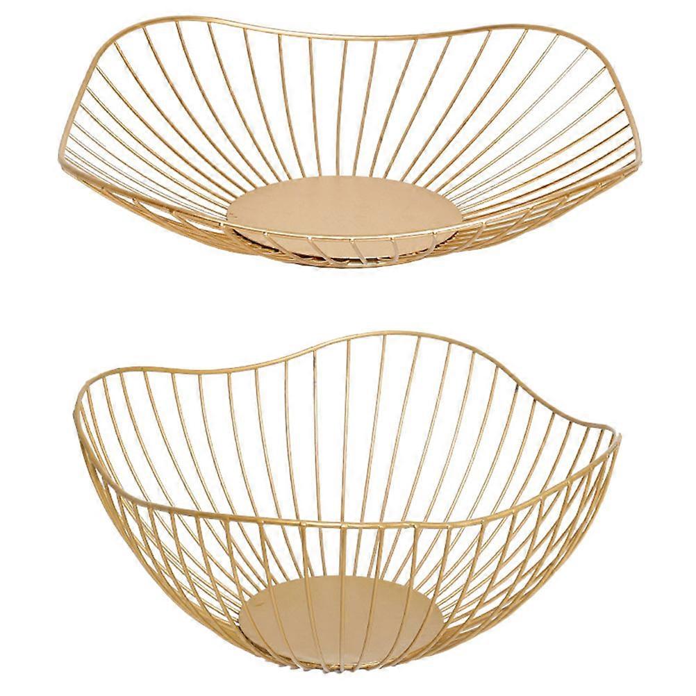 2pcs Iron Art Fruit Baskets Hollow Delicate Fruit Container Snack Basket