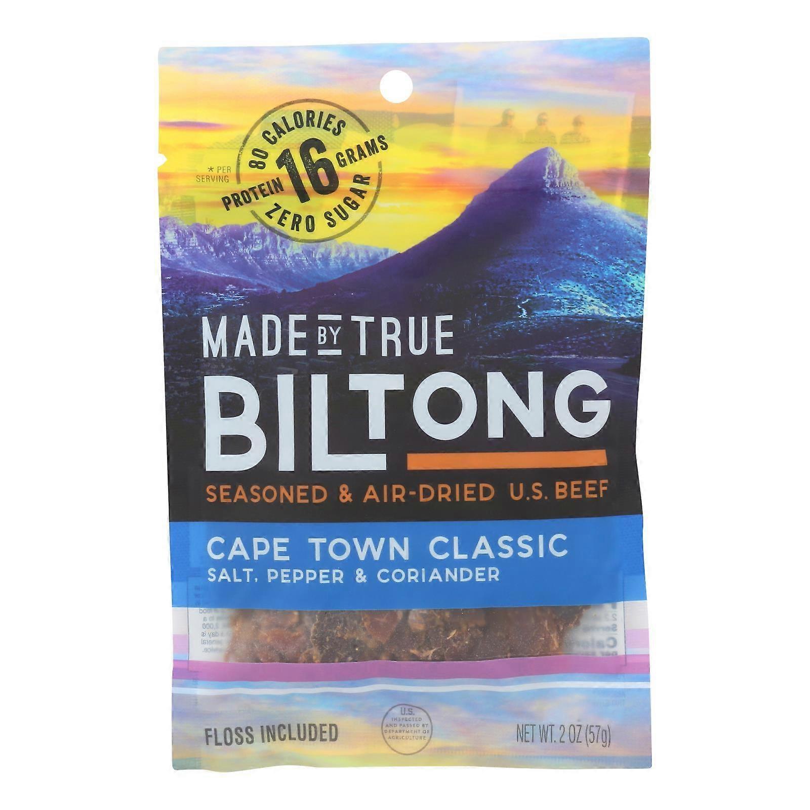 True Jerky - Cecina de ternera Biltong Classi - Caja De 8 - 2 Oz