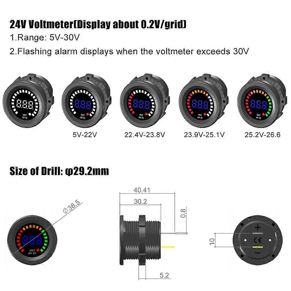 DC 24V Universal Digital LED Panel Voltmeter Voltage Display Volt Meter For Car Motorcycle ATV