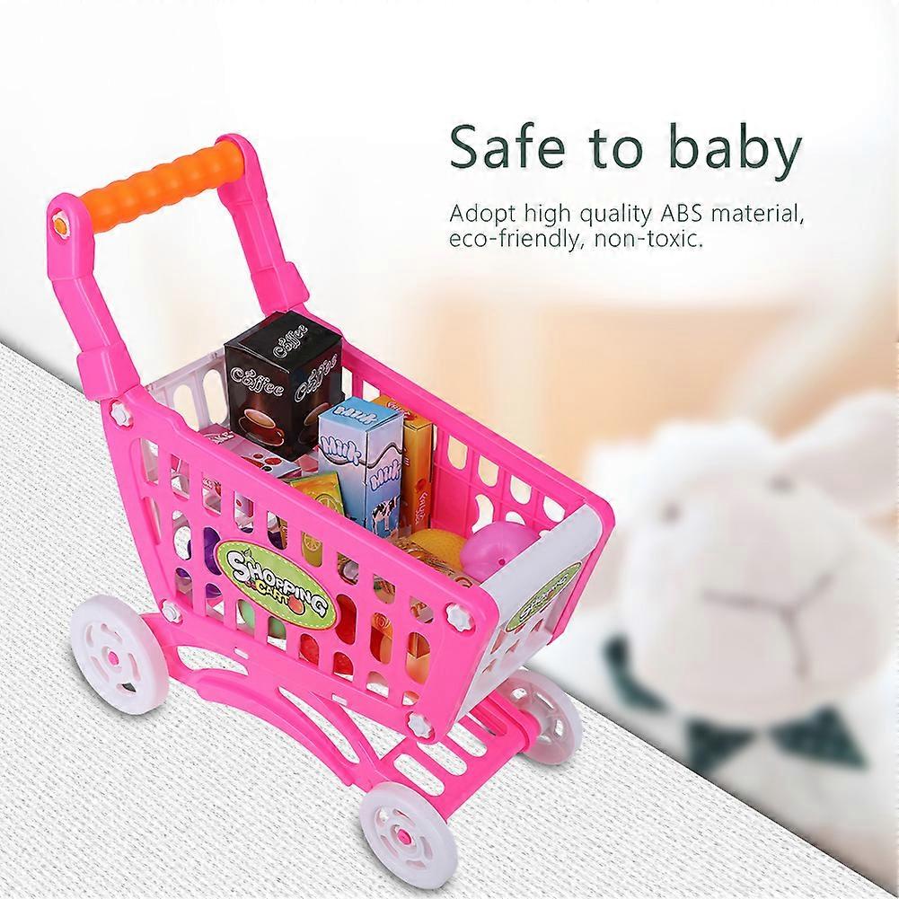 Kids Shopping Cart Toy for Pretend Play with Food and Fruits