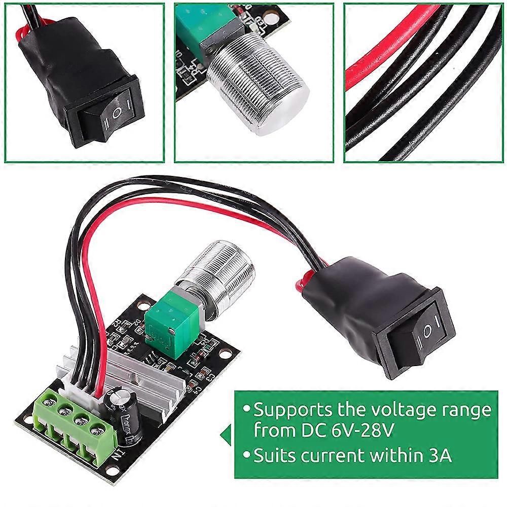 PWM Motor-Drehzahlregler 6–28V DC, 3A – Mit Vor-/Rückwärts-Schalter Für Bürstenmotoren