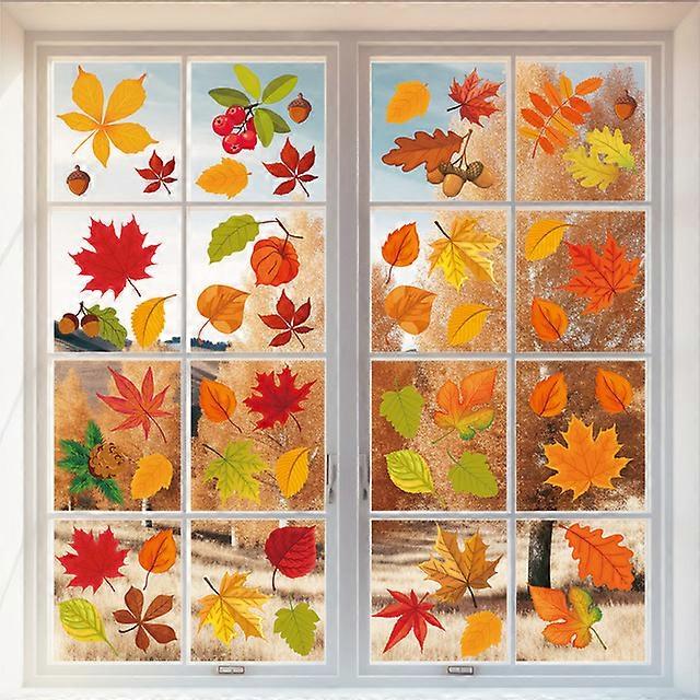 Fall Window Clings, 6 Sheet Fall Window clings for Glass Windows, Fall Decorations for Home, Fall Leaves Window Stickers for Thanksgiving Autumn Fall 