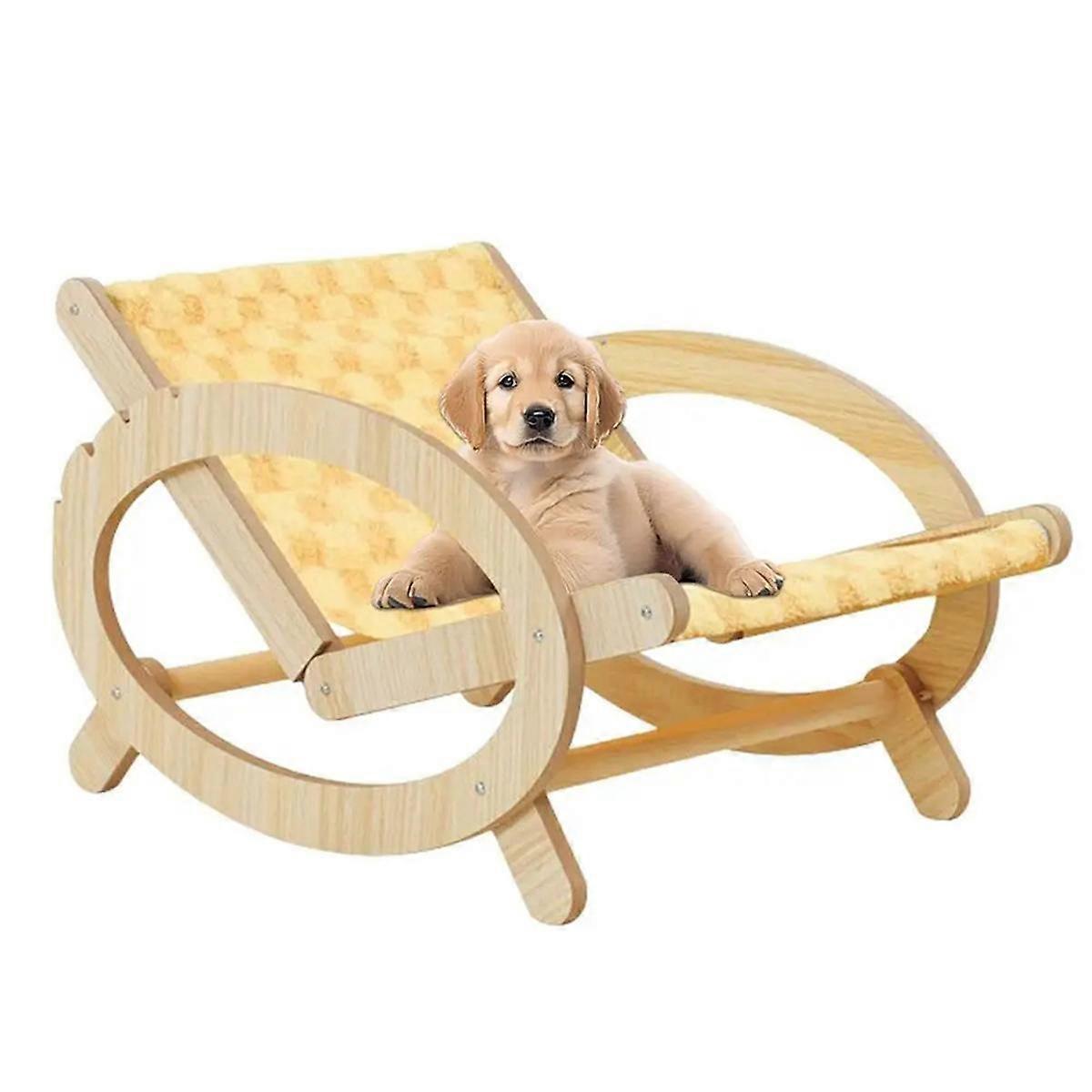 Elevated Pet Bed Chair Cat Sleeping Climbing Frame Chair Adjustable Scratch Bed with Canvas Cover Scratch- C
