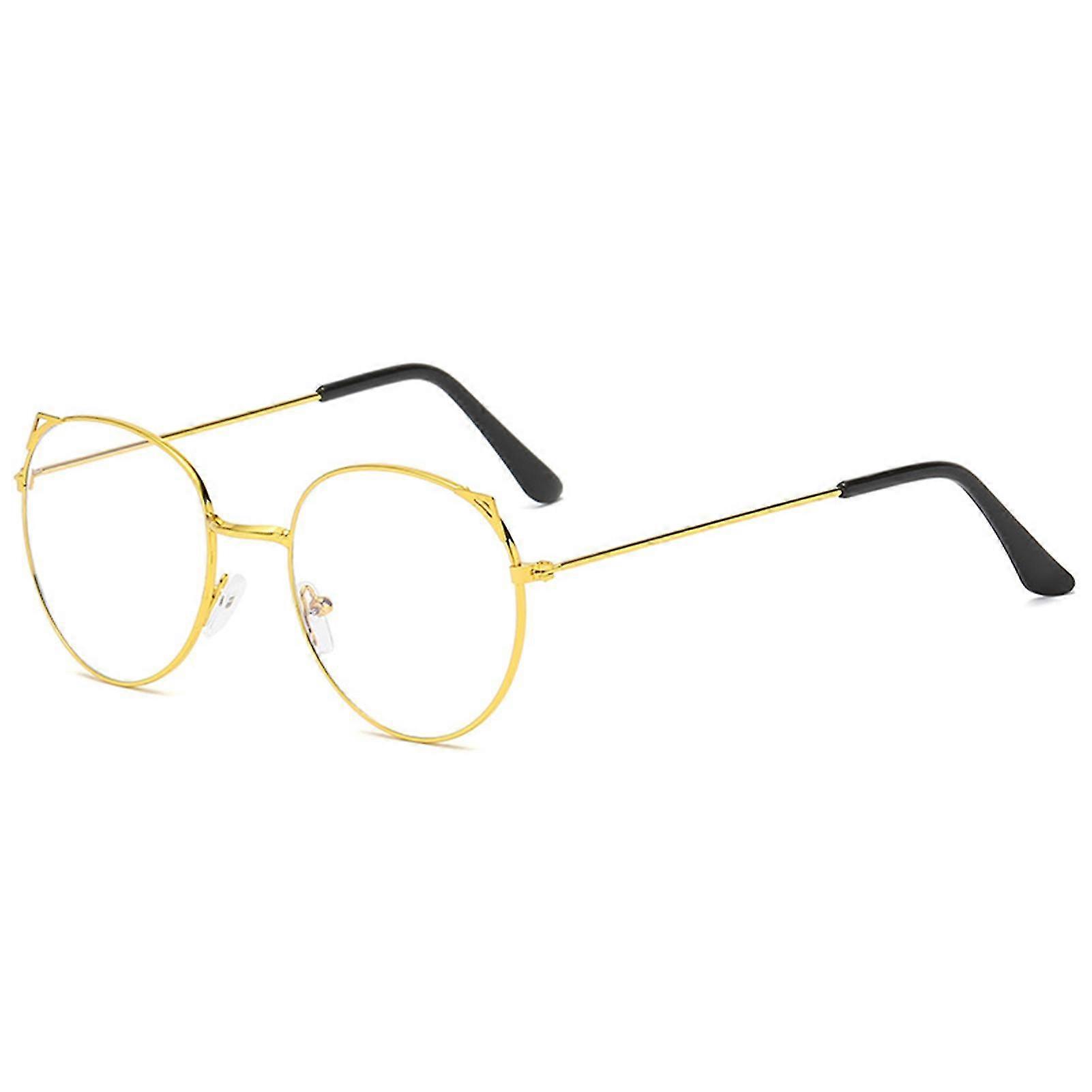 Cute Cat Ear Glasses Computer Glasses Non-prescription Lens Uv Blocking Eyewear For Gaming Reading Students