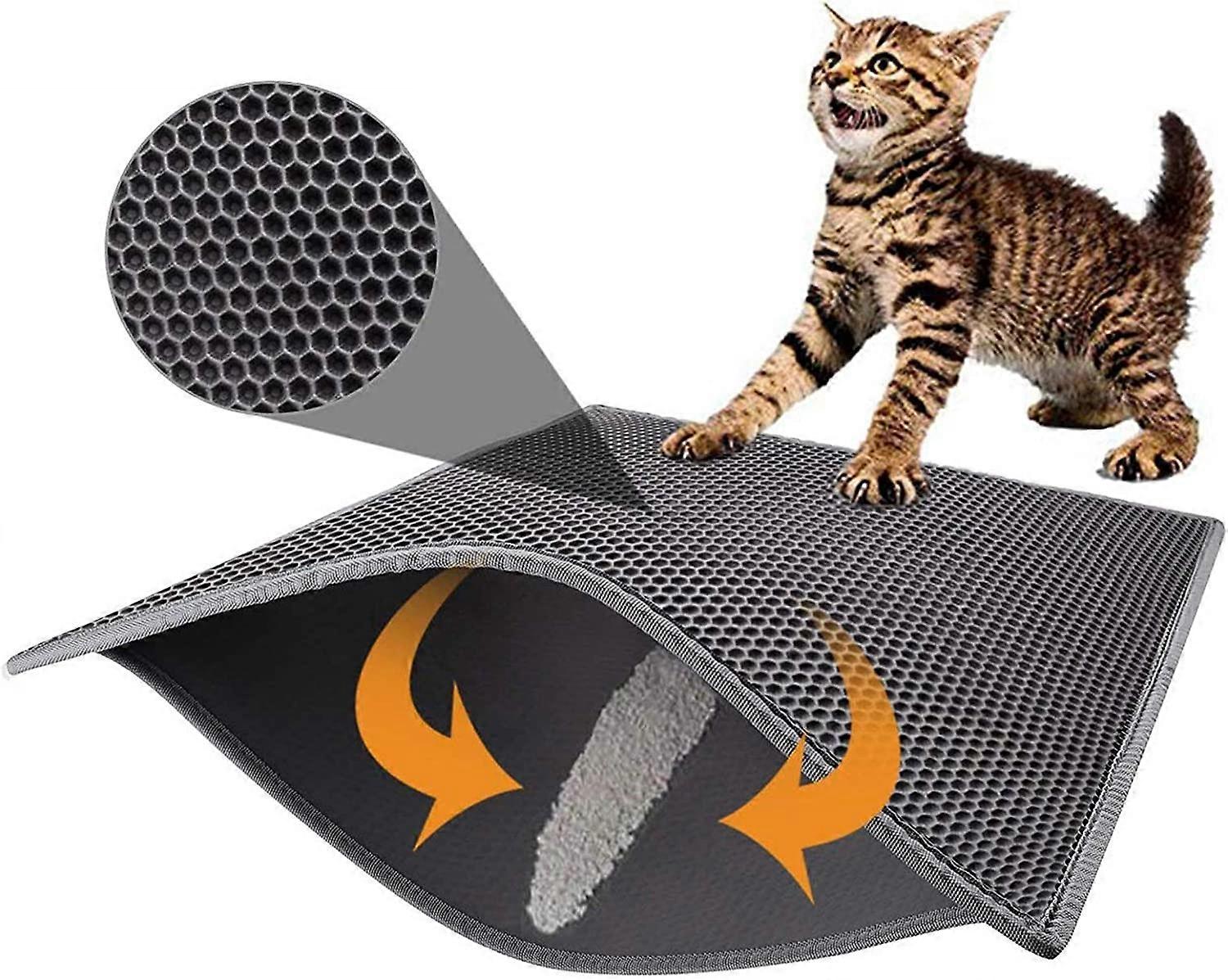 (55X75cm,Grey)apis Cat Litter Box Cat Litter Box, Waterproof Non-Toxic EVA,Double Layer Honeycomb Design