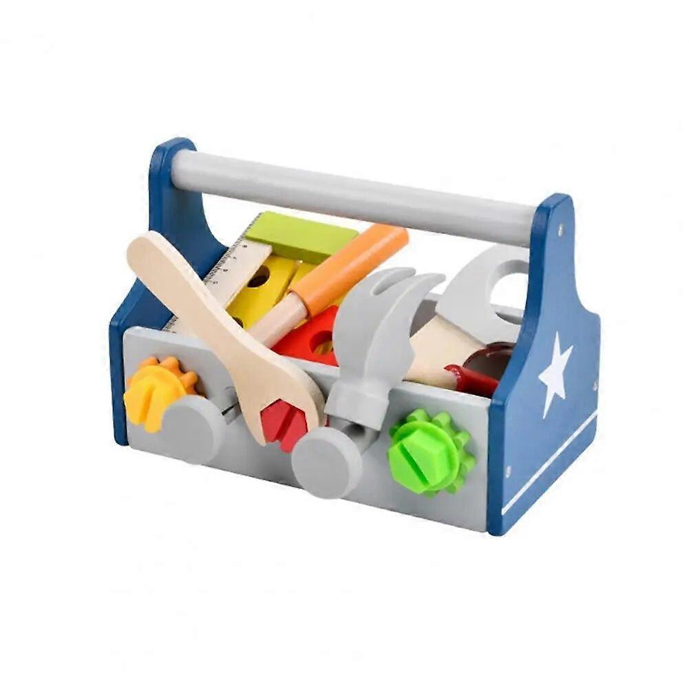 1Set Educational Tool Box Wear-resistant Compact Smooth Surface Wooden Construction Toys for Kindergarten