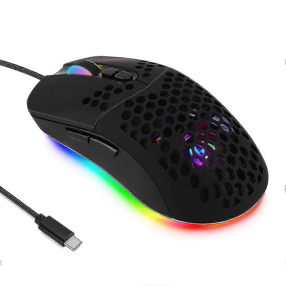 Honeycomb Shell Wired Mechanical Gaming Mice Usb Luminous Light Mouse 7200dpi Adjustable Optical Ga