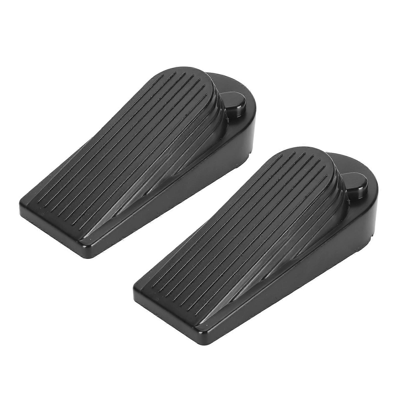 2 Sets Door Stoppers Prevent Collision Minimalist Black Heavy Duty Stackable Door Stops with Base for Bottom of Door Vertical Stripe Shell