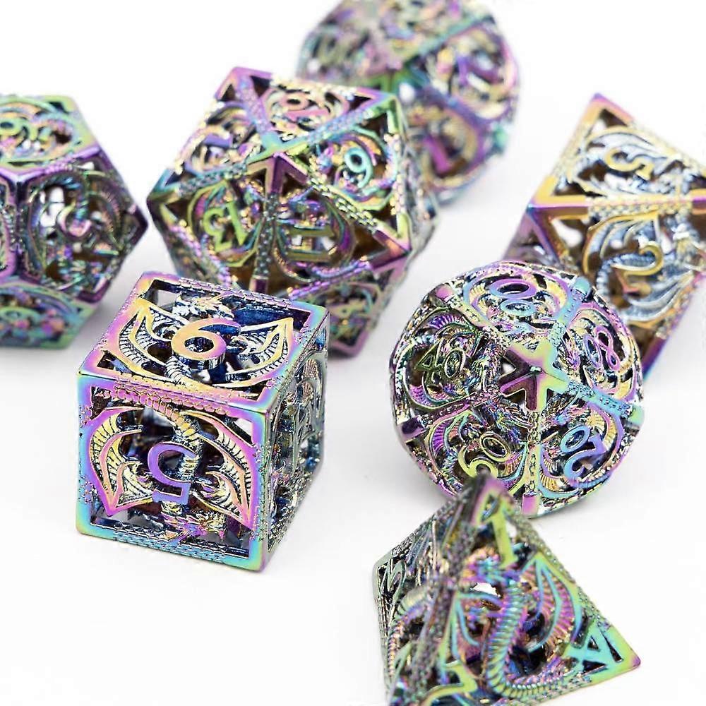 Üreges fém kocka készlet, 7db Dnd kocka készlet, Polyhedral Dice Set dobozzal Dungeons és Dragons Rpg szerepjáték játék kocka
