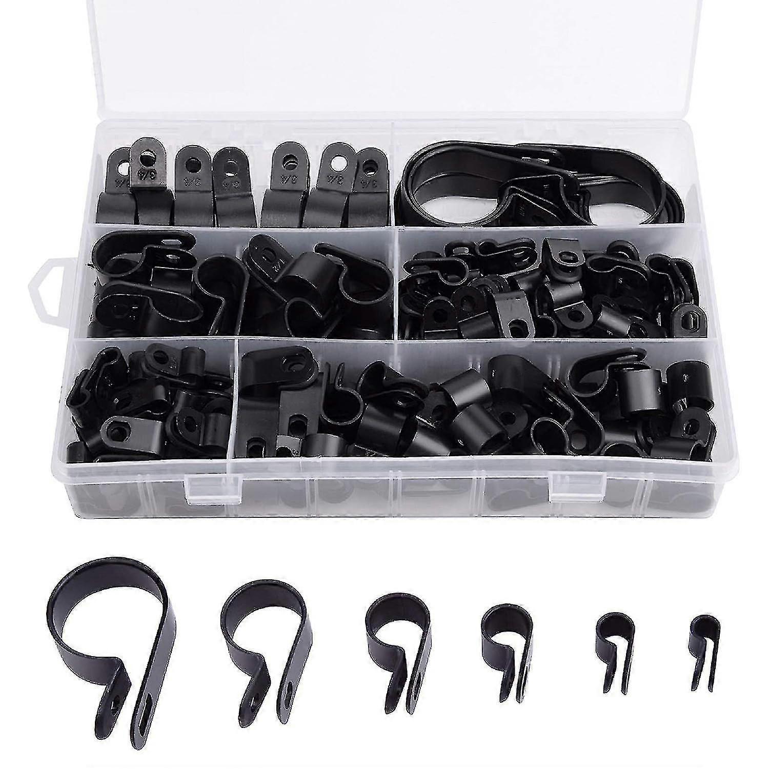 Thickened Nylon P Clips Cable Clamp Clips Kit - 200pcs, Multiple Sizes - Mounting R-type Cable Clip