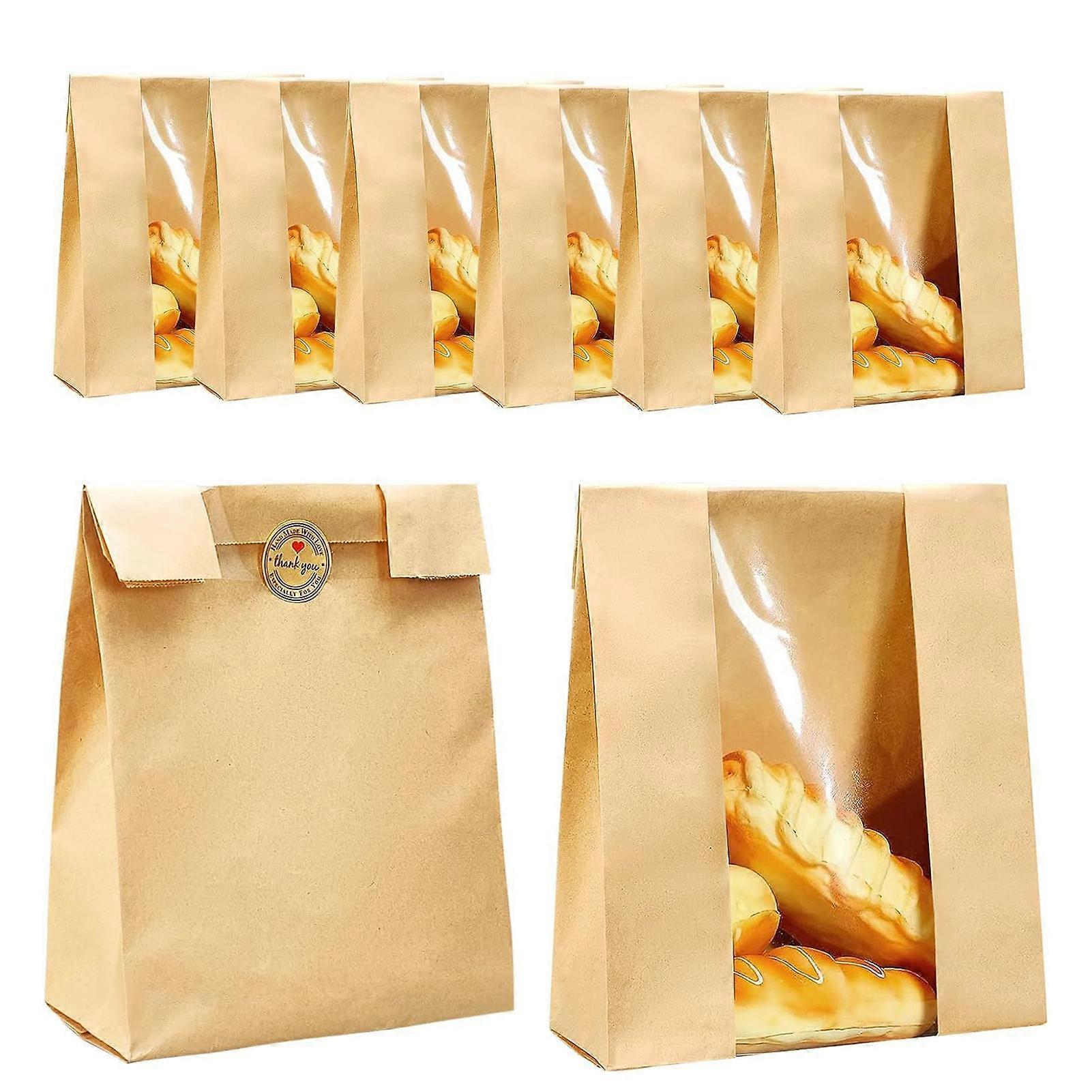 50 Pack Large Paper Bread Bags with Stickers High Capacity Sourdough Bread Bags for Homemade Bread