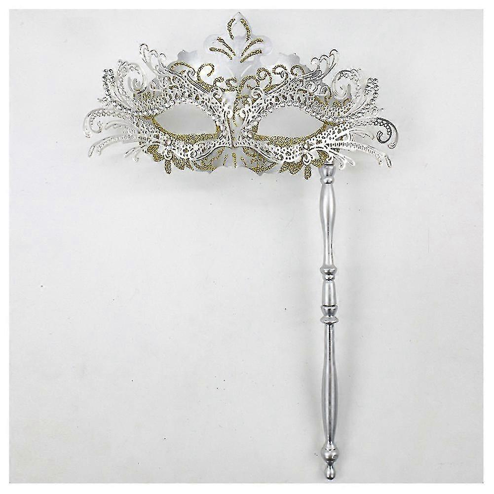 Phoenix-tail Half Face Mask With Detachable Handle Shiny Glitter Pretty Party Mask For Masquerades Party