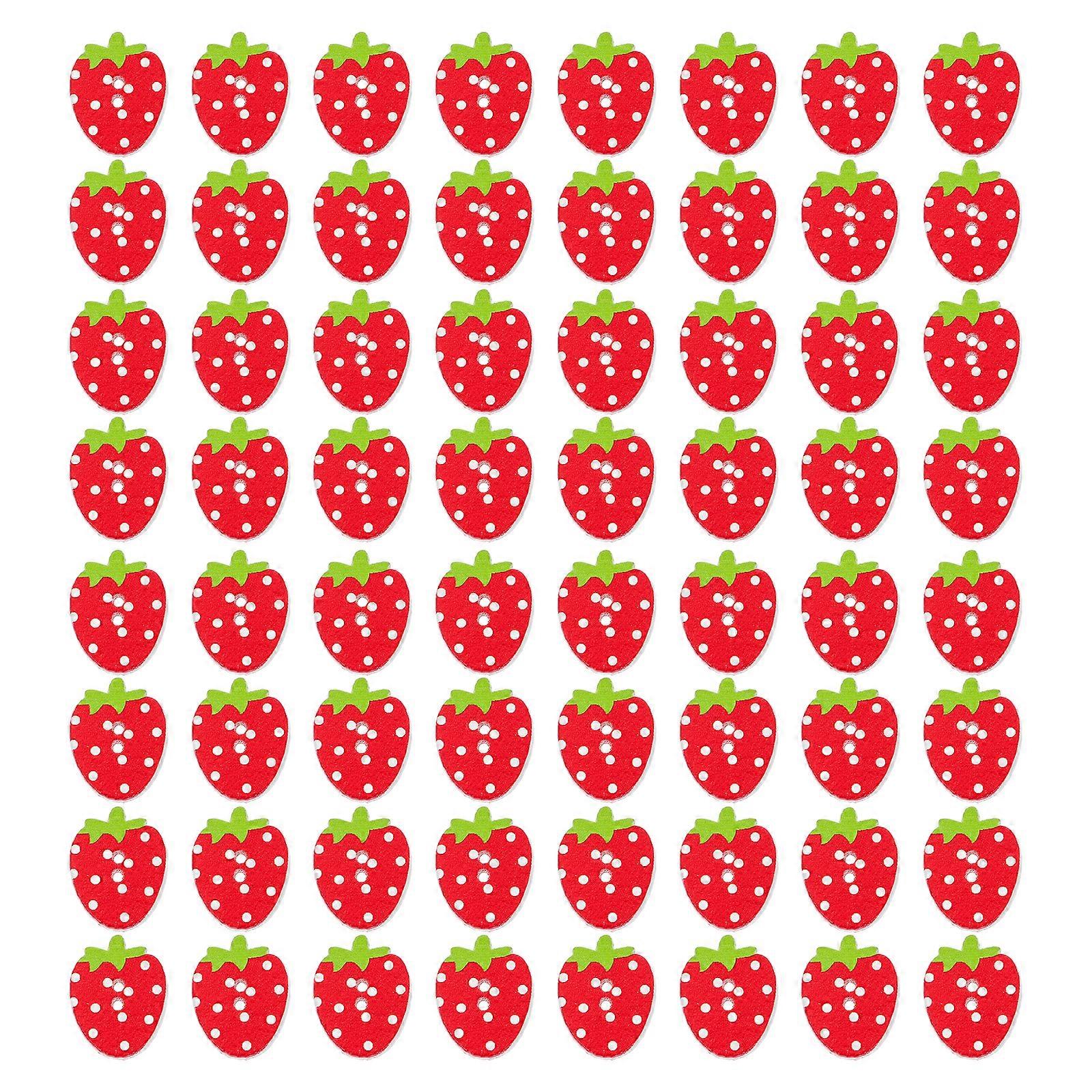 100Pcs Wooden Sewing Buttons Strawberry Shaped Button Clothing Button Ornament