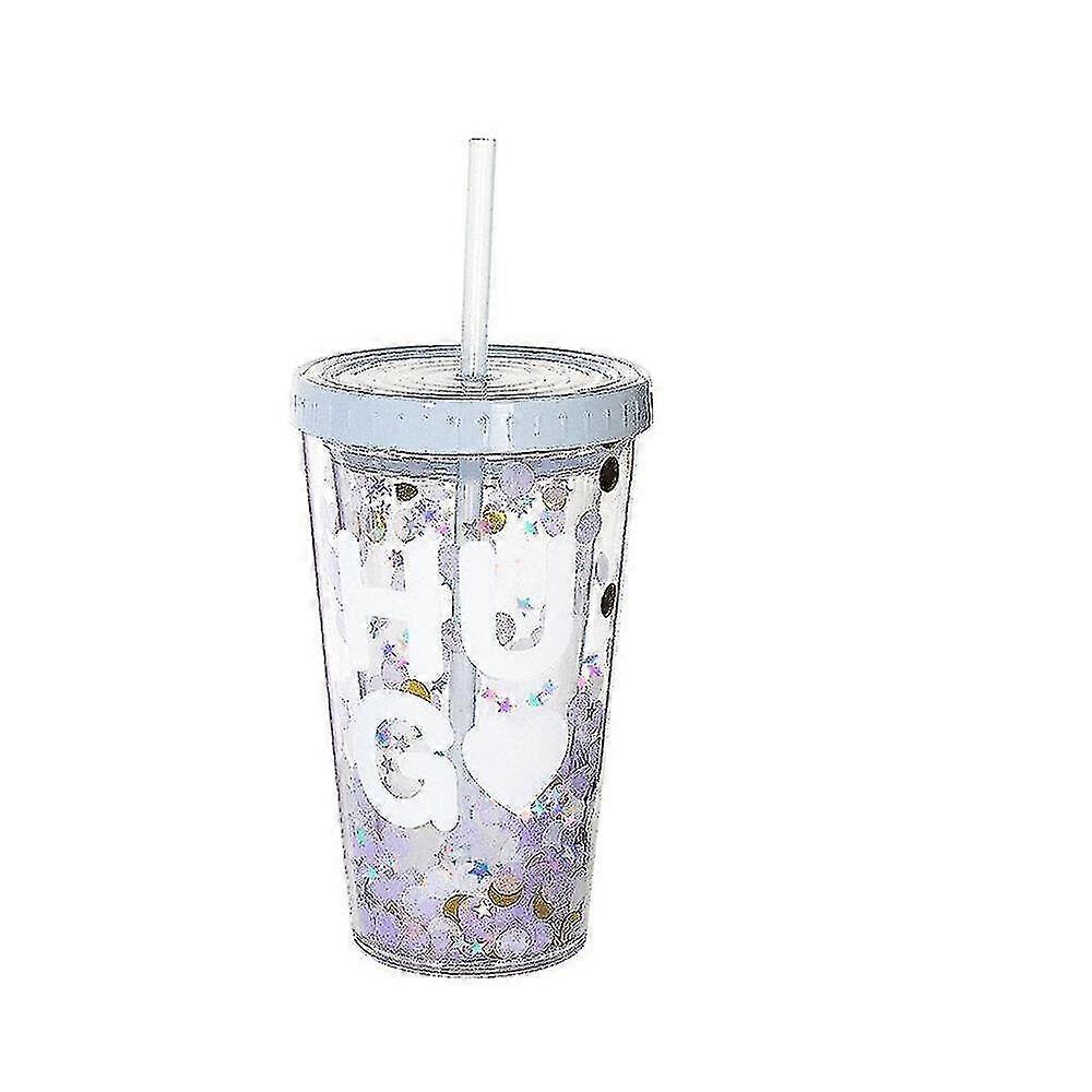 plastic Polka Dots Pattern Water Cup Creative 480ml Water Bottle Letter Large Capacity Cup With