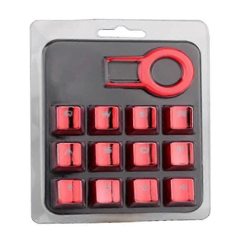 (red) 12pcs/set Mechanical Keyboard Gaming Keycap Backlit Keycaps With Keycap Puller