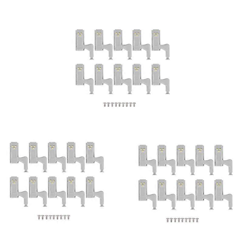 30Pcs Cabinet Cupboard Wardrobe LED Hinge Light Smart Sensor Lamp Warm White