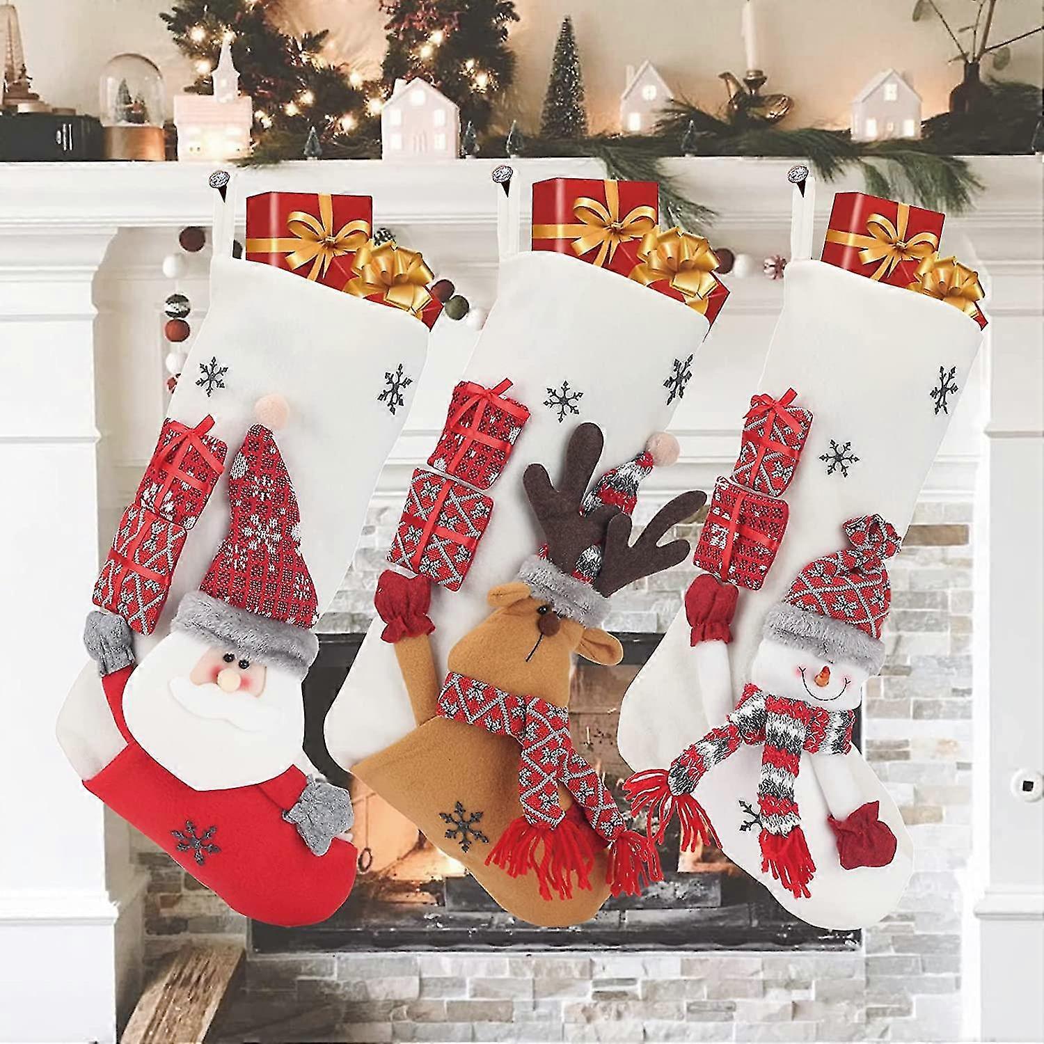 3 Pack Christmas Stockings , 19.3" Large