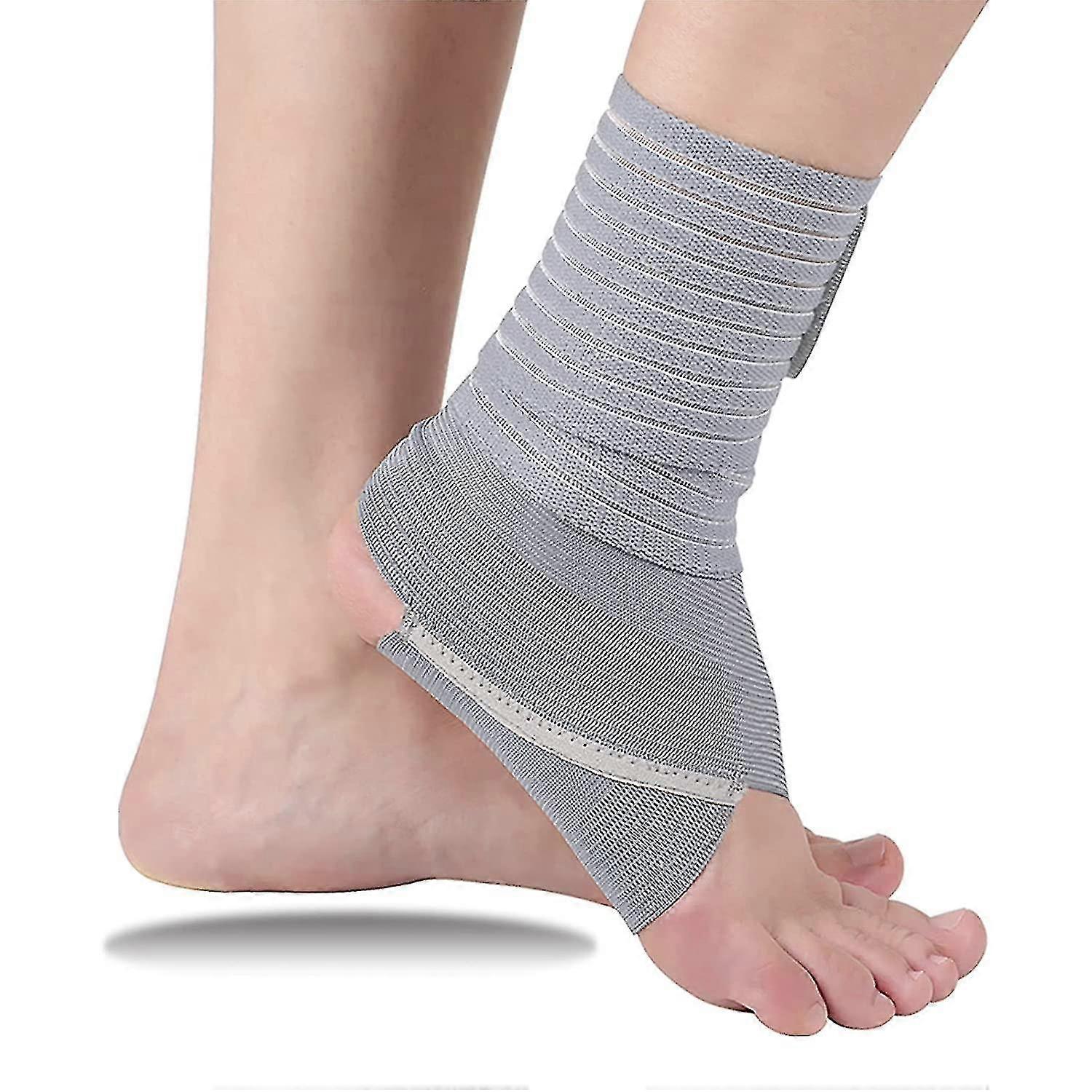 Yaju Upgrade Compression Ankle Brace For Women & Men, Breathable Bandage Material,comfortable Elastic Adjustable2pcsgrey)
