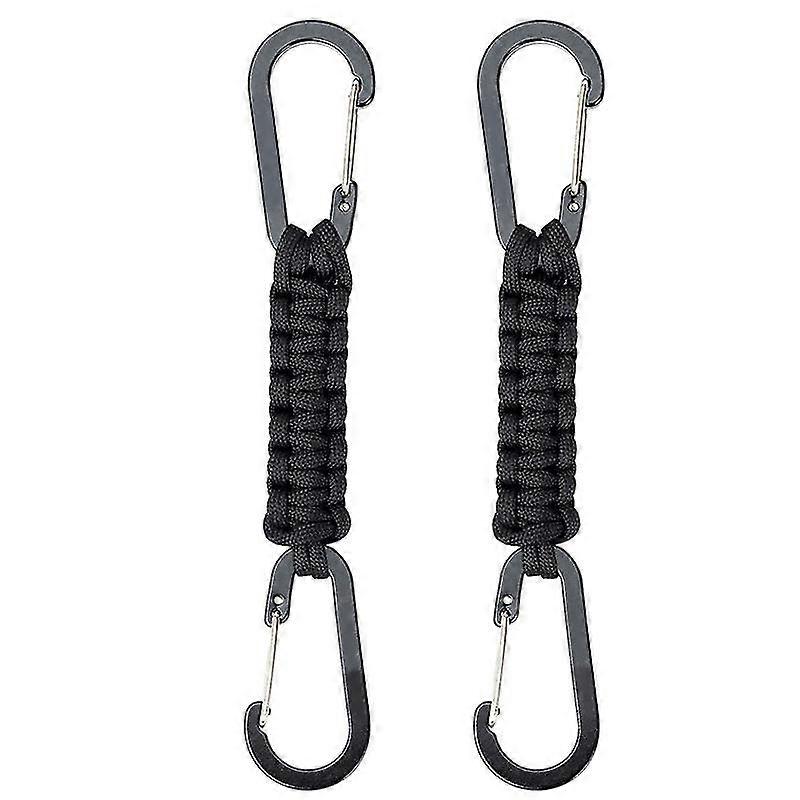 Snap Hook Carabiner Clips Keychain Hanging Tools Survival Kit Multifunction (black)(2pcs)