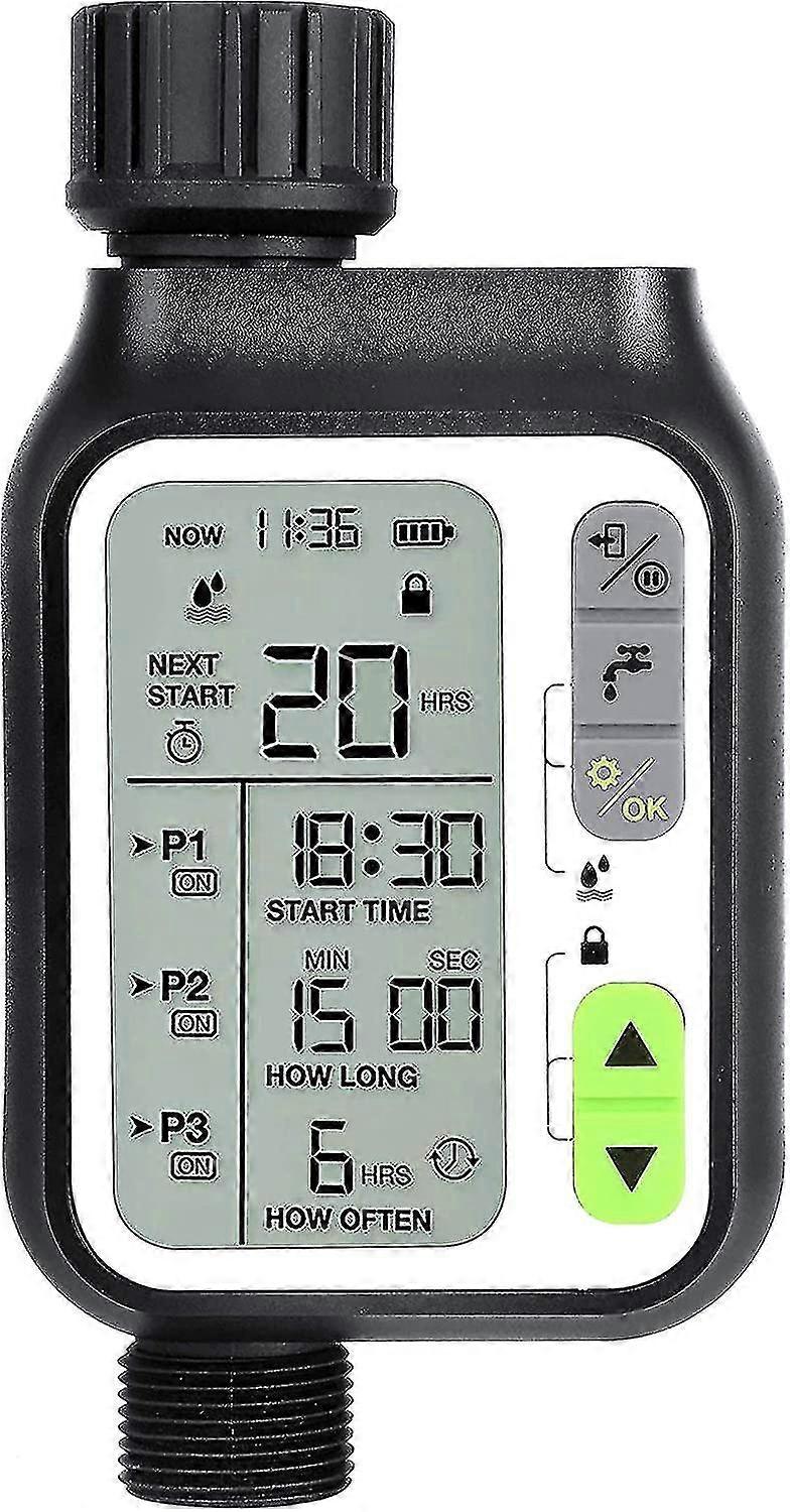 Automatic Water Timer With 3 Separate Irrigation Programs/rain Sensor/child Lock Mode/3lc-display Sprinkler Timer