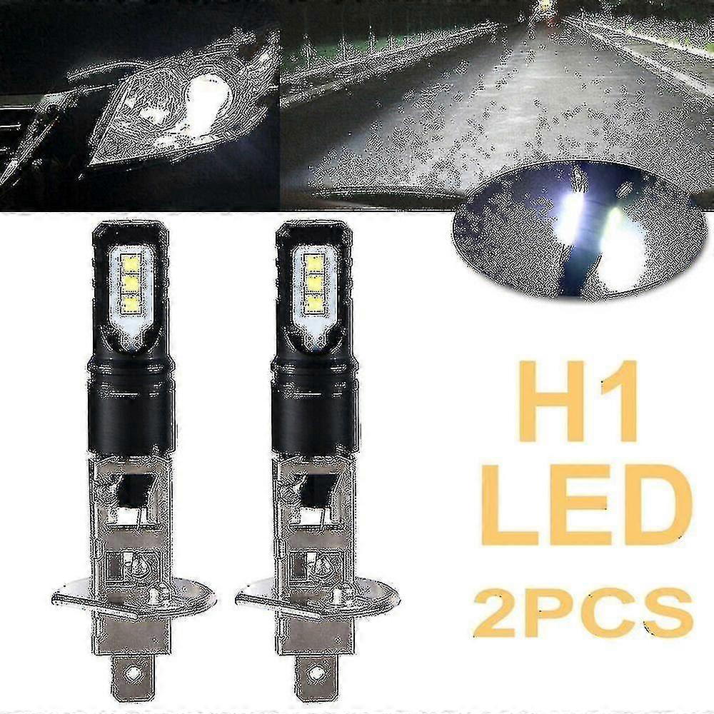 2x H1 6000k Super Bright White 6000lm Drl High Beam Led Headlight Kit_-sfygv