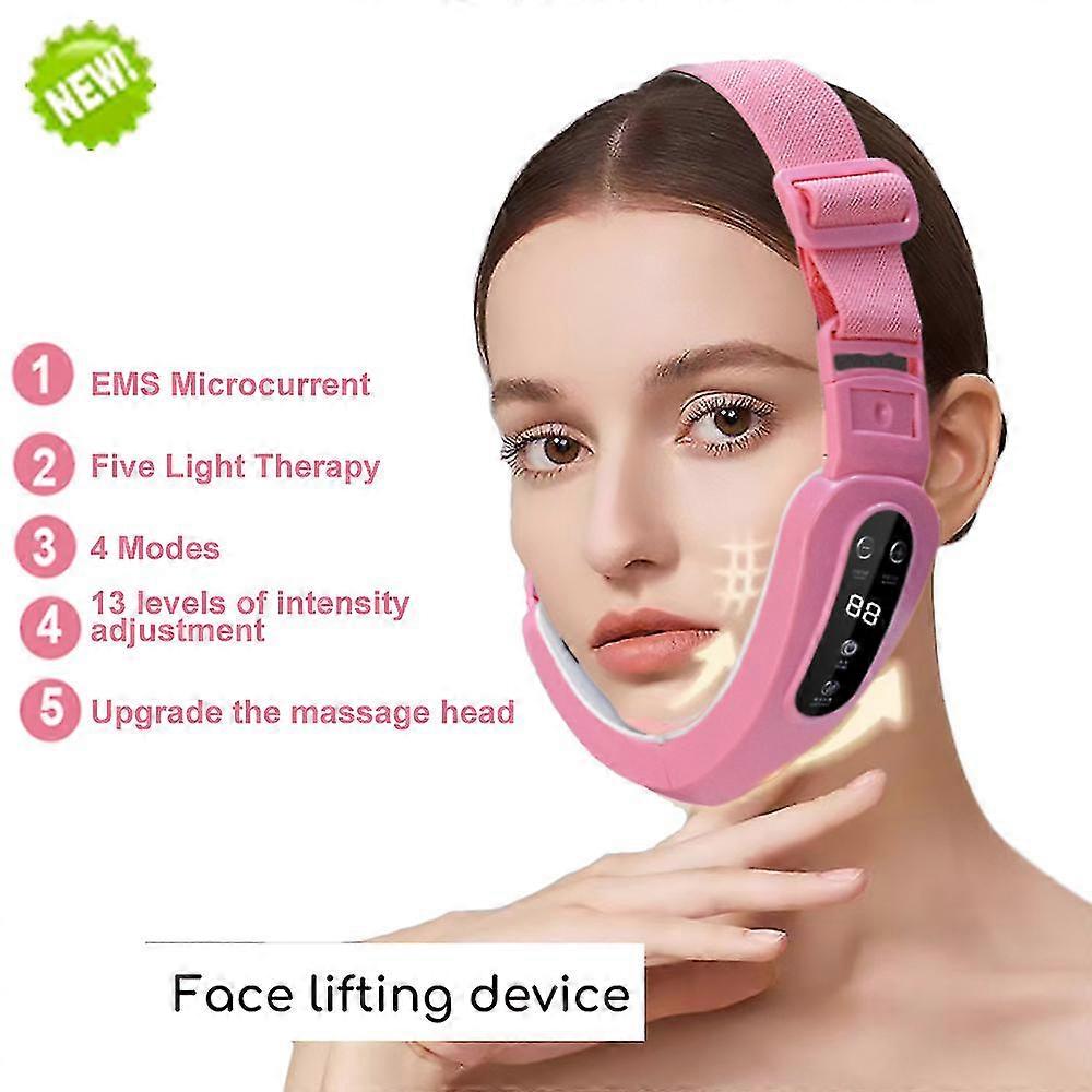 Mikroström V Ansiktsform Ansiktslyftning Ems Ansiktsbantning Massager Dubbel Hakborttagare Led Ljusterapi Ansiktslyftanordning