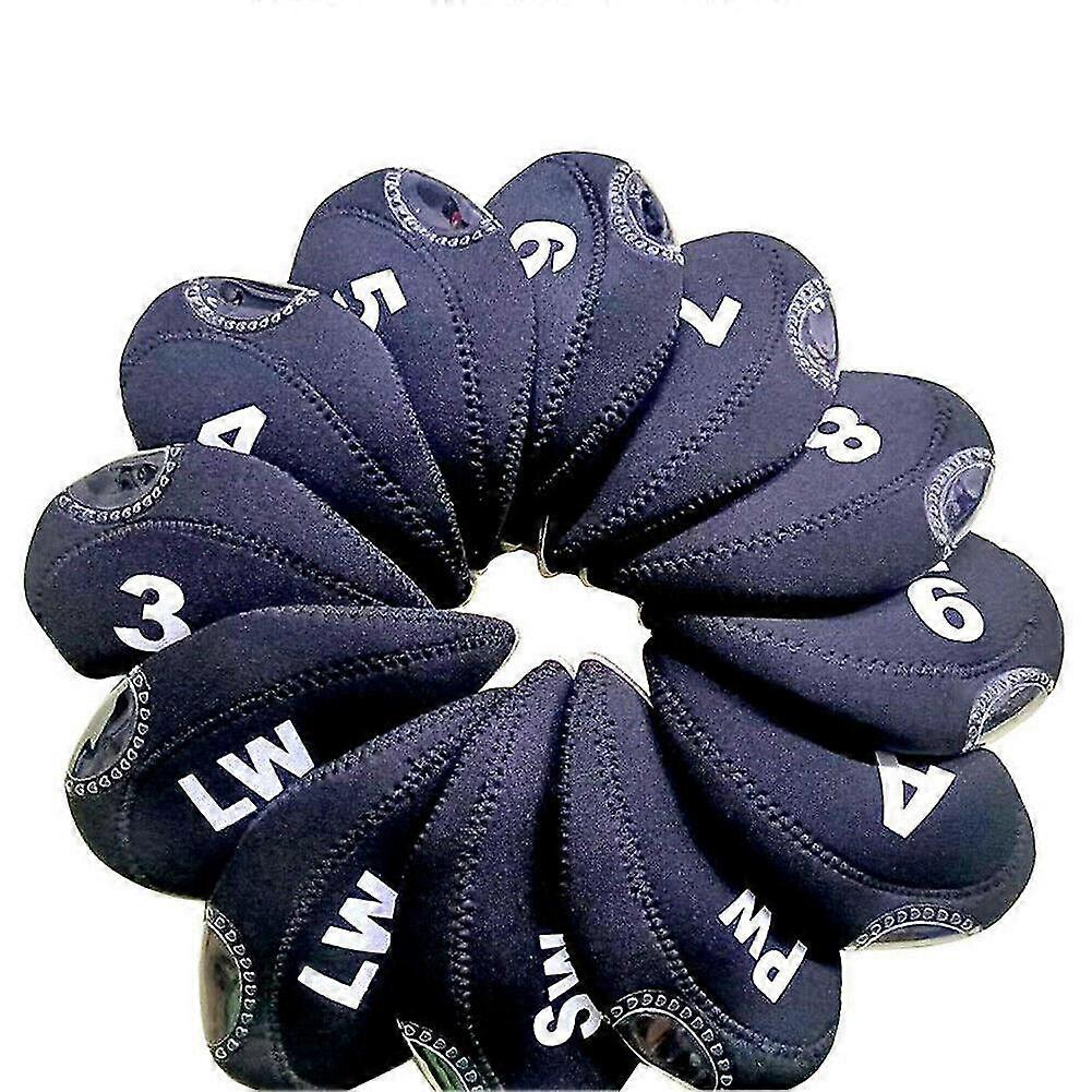 12pcs/set نادي الغولف الحديد غطاء الرأس حامي النيوبرين جولف واقية غطاء الرأس