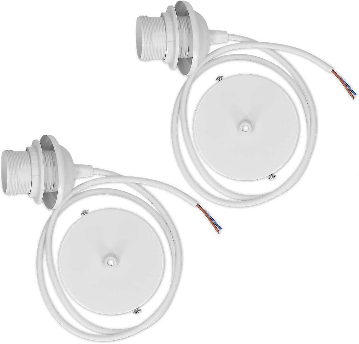 2x electric cable for lamp - Cable with E27 socket and fixing ring - Suspension fitting for ceiling luminaire