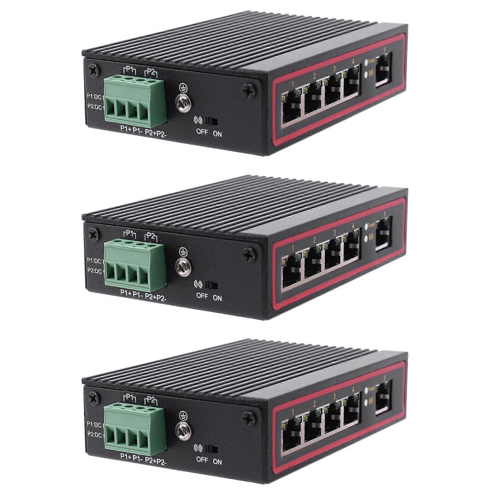 3X 5-Port RJ45 10/100M Ethernet Desktop Switch Hubs Network Laptop DIN Rail Type