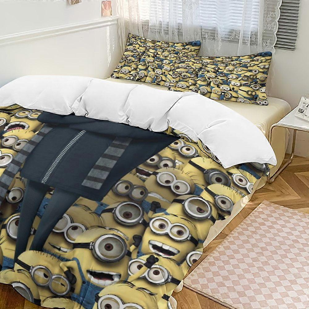 bedding set SX517 The three piece bedding set for Minions is a warm and comfortable soft duvet cover with 1 duvet cover and 2 pillowcases AC517