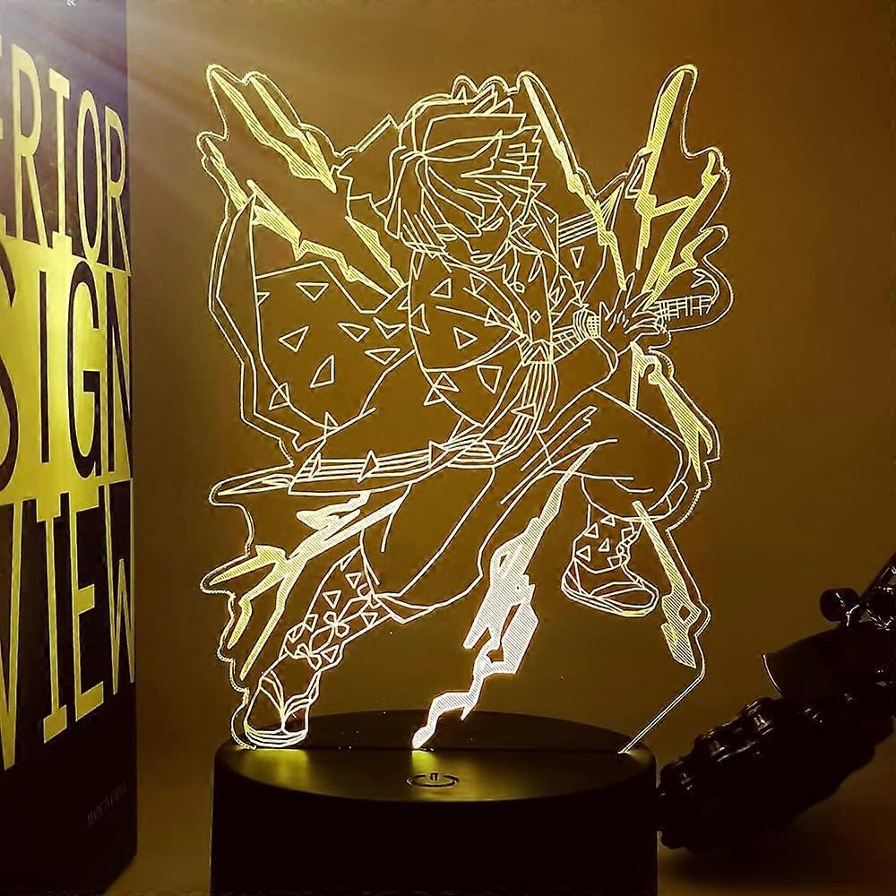 XYC Demon Slayer 3D Illusion Lamp Night Light LED Figure Demon Slayer led lamp,Figure 7 Colors 16 Colors LED Touch Table Lamp(16 Colors With Remote)